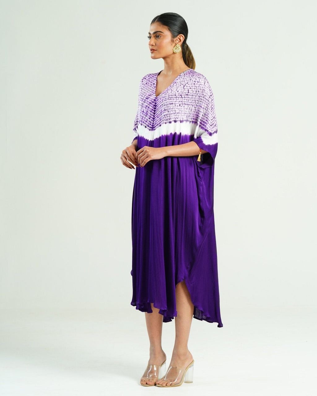 Kaftan Shibori - Amethyst Purple /Ivory - Mayura Kumar