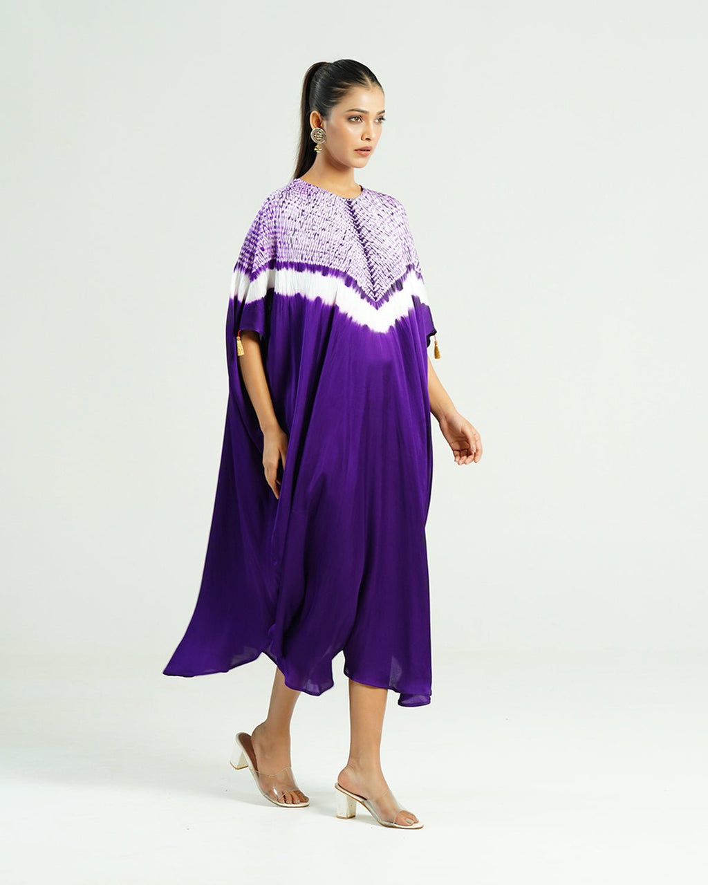 Kaftan Shibori - Amethyst Purple /Ivory - Mayura Kumar