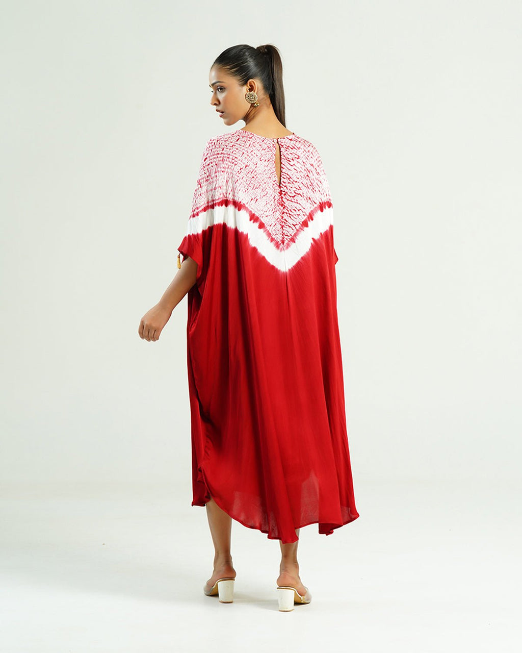 Kaftan Shibori - Crimson Burgundy /Ivory - Mayura Kumar