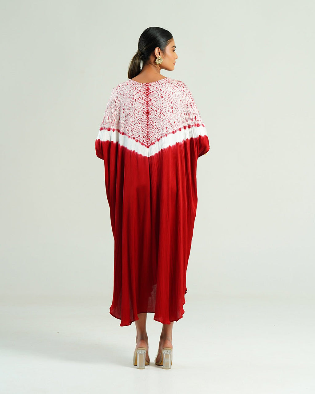 Kaftan Shibori - Crimson Burgundy /Ivory - Mayura Kumar