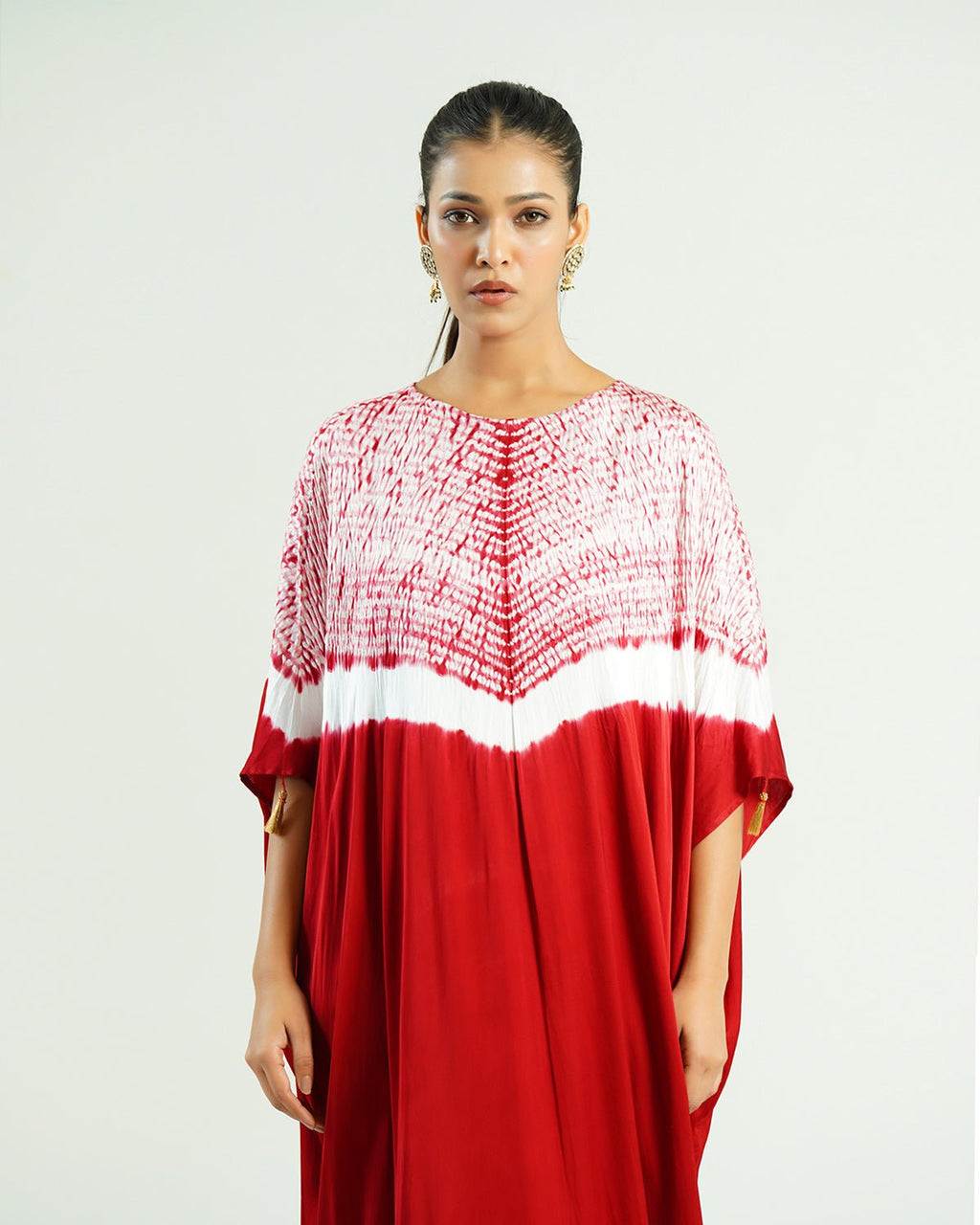 Kaftan Shibori - Crimson Burgundy /Ivory - Mayura Kumar