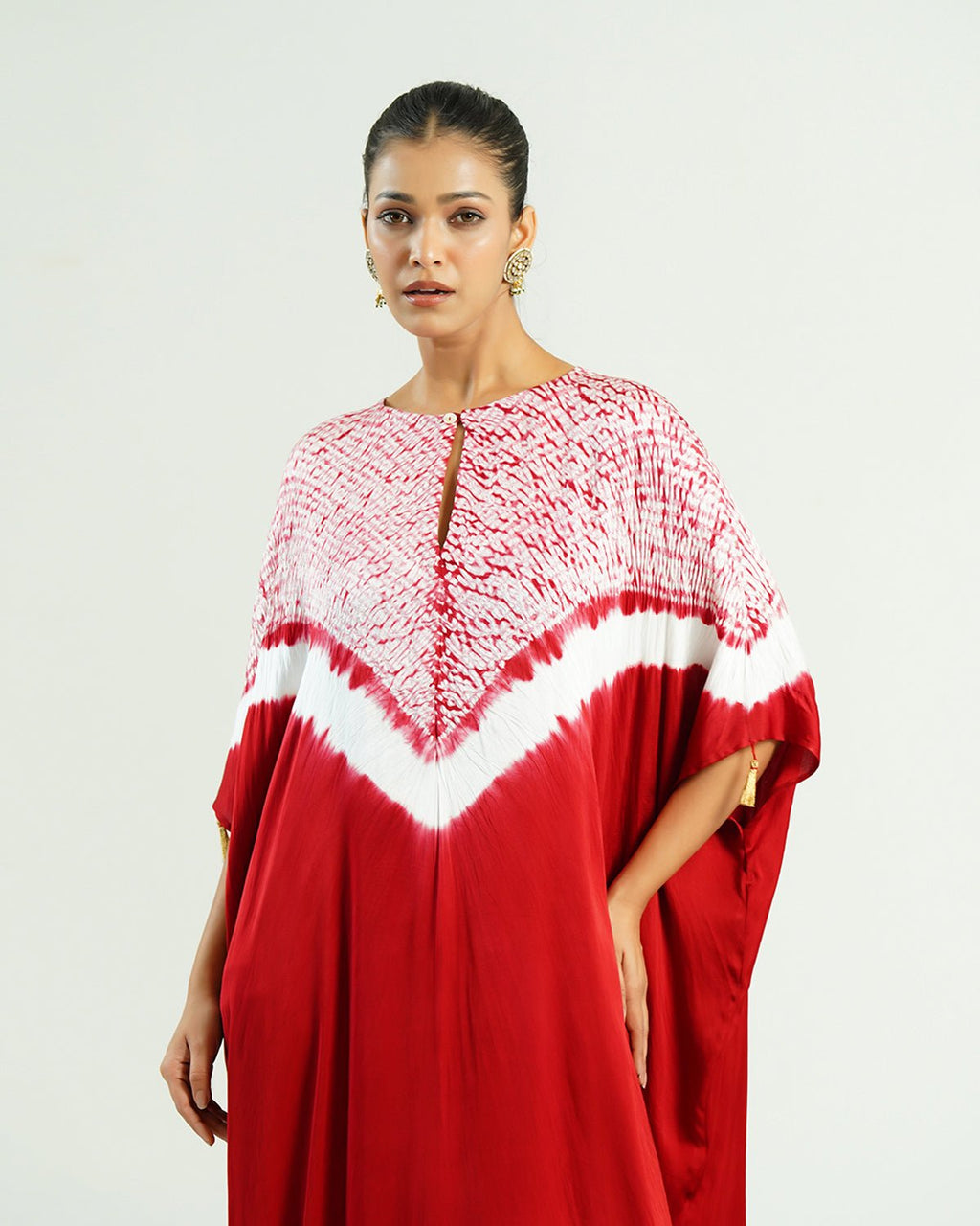 Kaftan Shibori - Crimson Burgundy /Ivory - Mayura Kumar