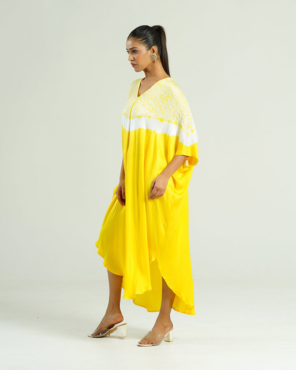 Kaftan Shibori - Lemon Yellow /Ivory - Mayura Kumar