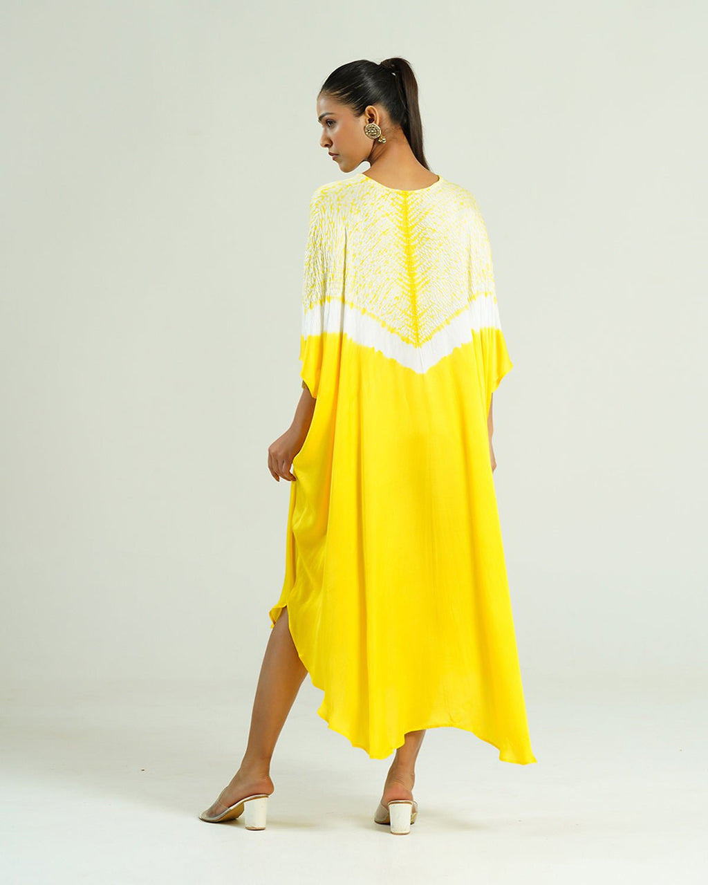 Kaftan Shibori - Lemon Yellow /Ivory - Mayura Kumar