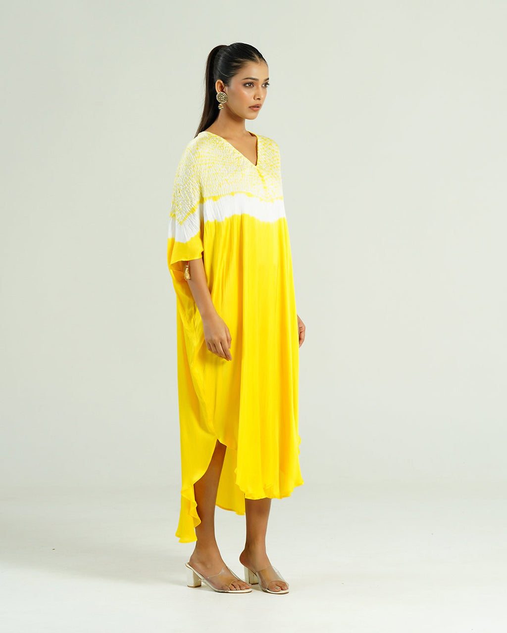 Kaftan Shibori - Lemon Yellow /Ivory - Mayura Kumar