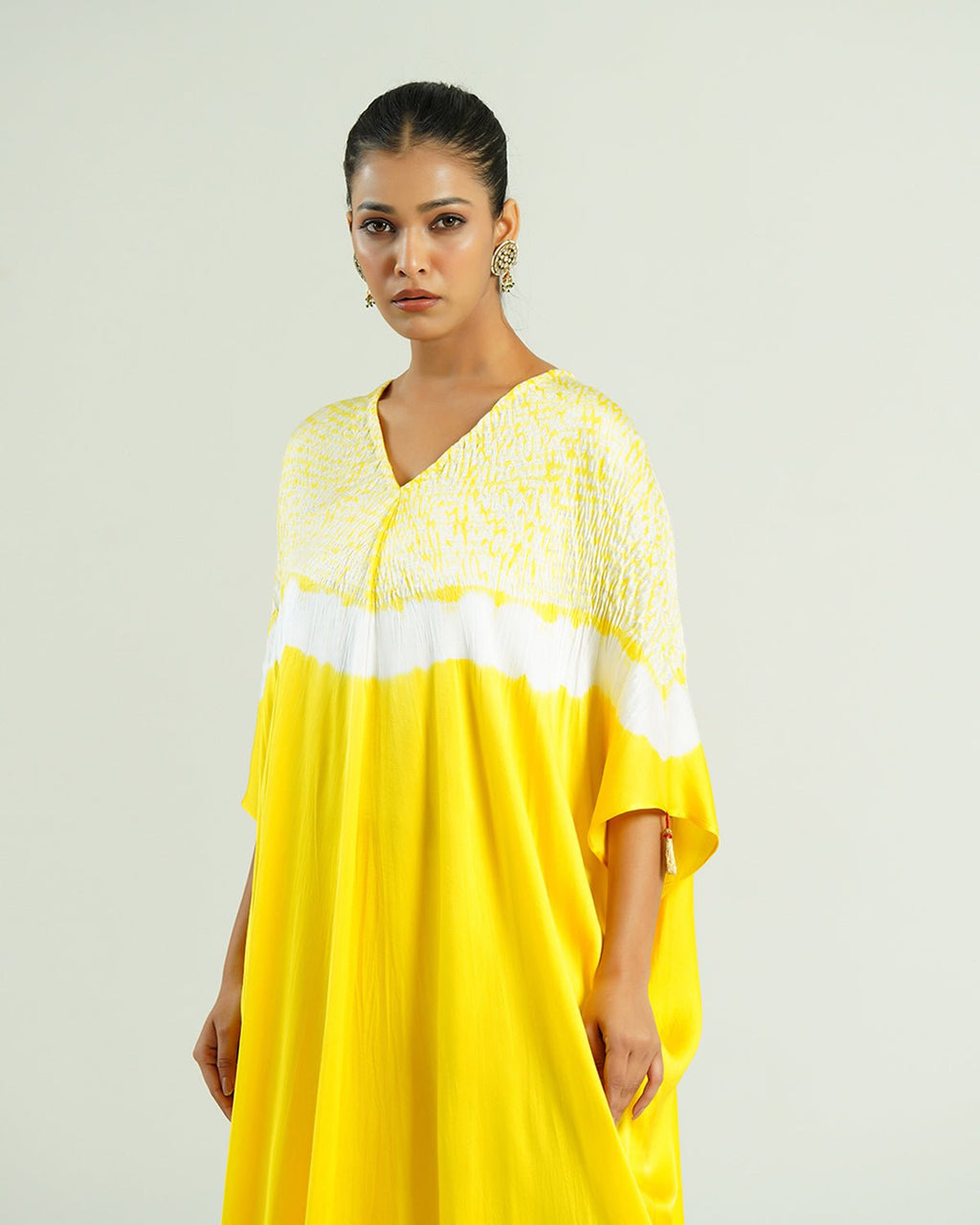 Kaftan Shibori - Lemon Yellow /Ivory - Mayura Kumar