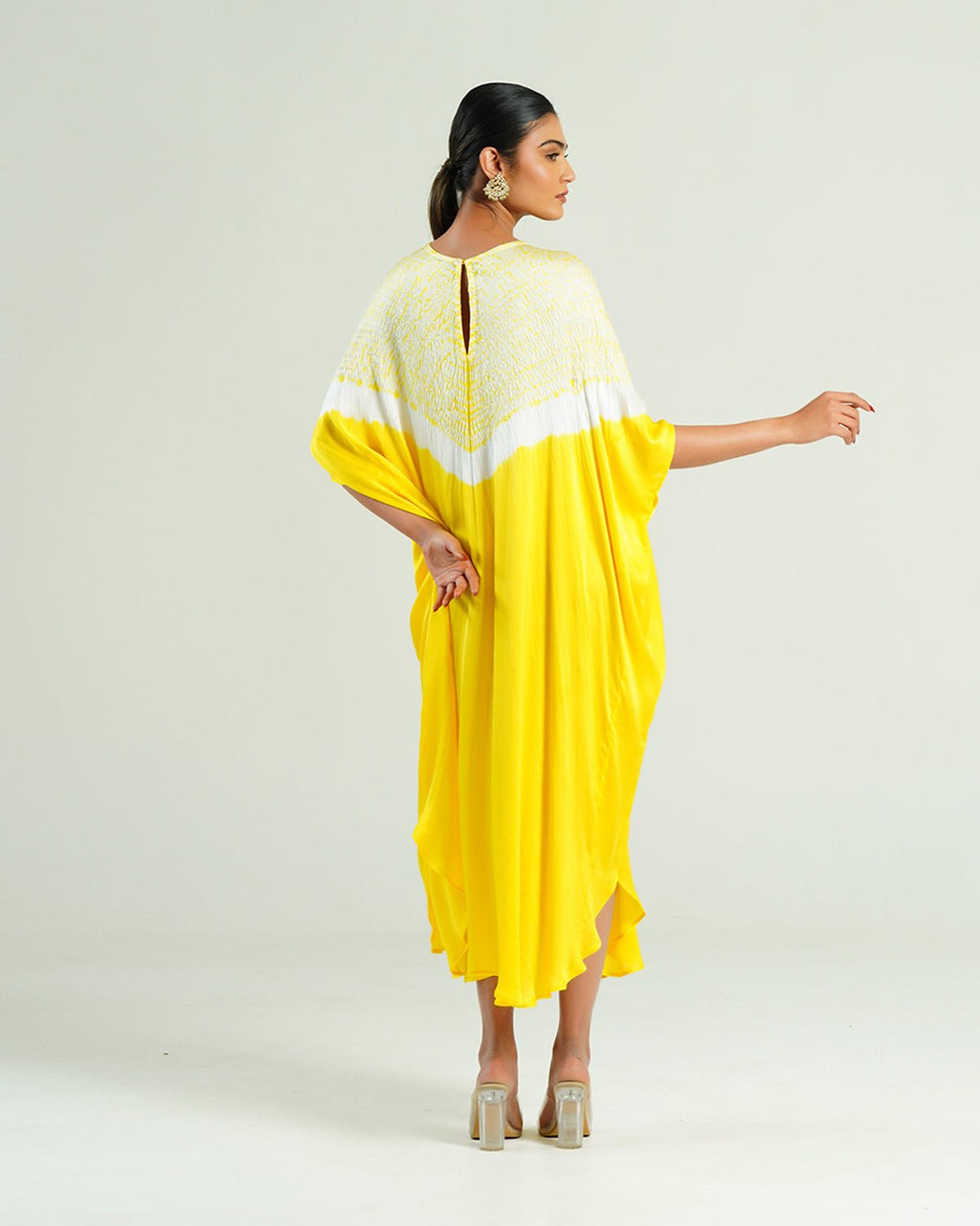 Kaftan Shibori - Lemon Yellow /Ivory - Mayura Kumar