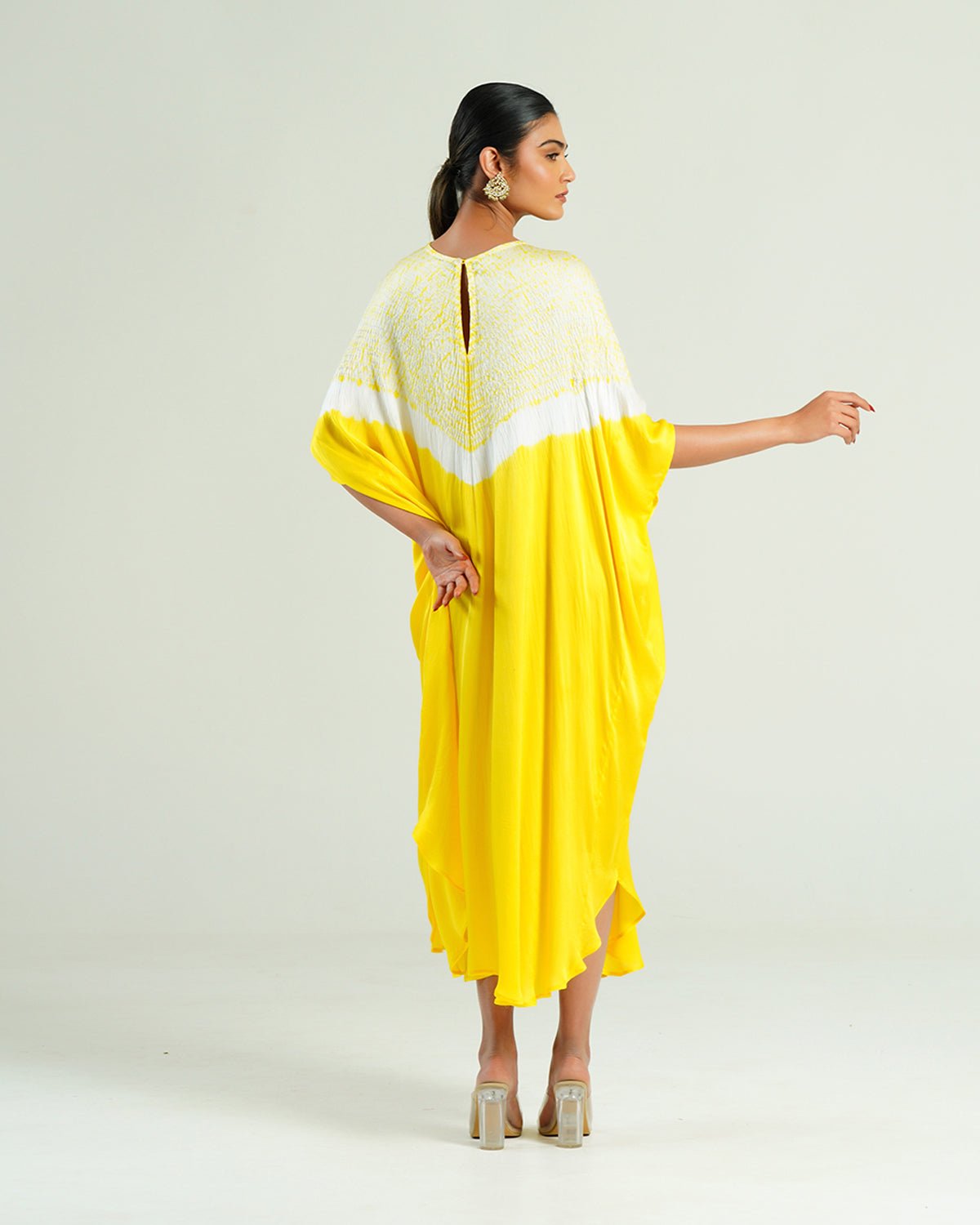 Kaftan Shibori - Lemon Yellow /Ivory - Mayura Kumar