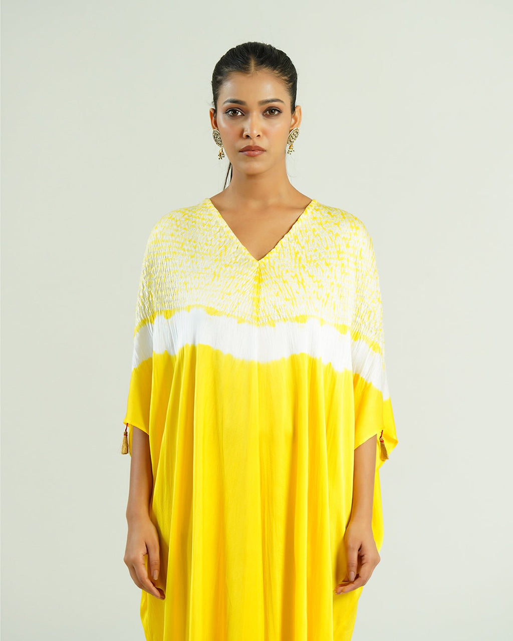 Kaftan Shibori - Lemon Yellow /Ivory - Mayura Kumar
