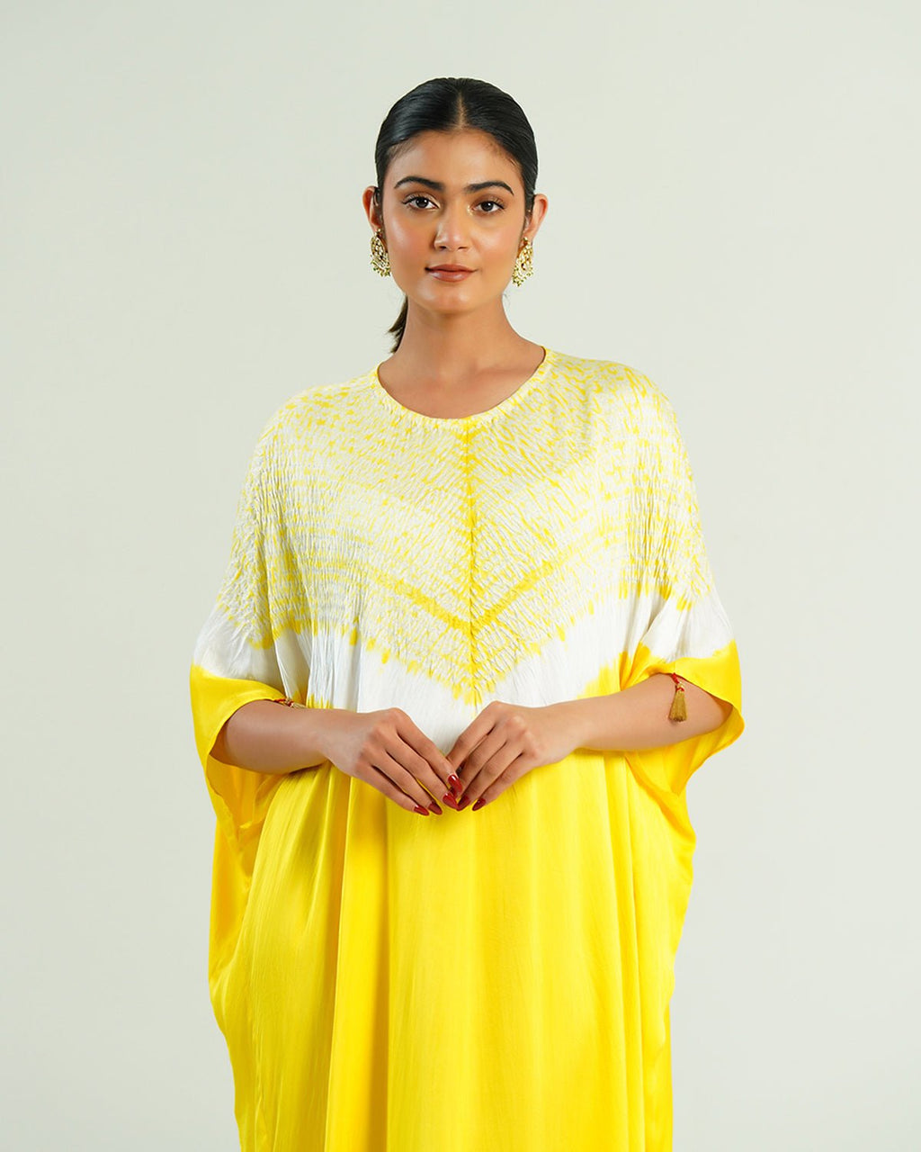 Kaftan Shibori - Lemon Yellow /Ivory - Mayura Kumar