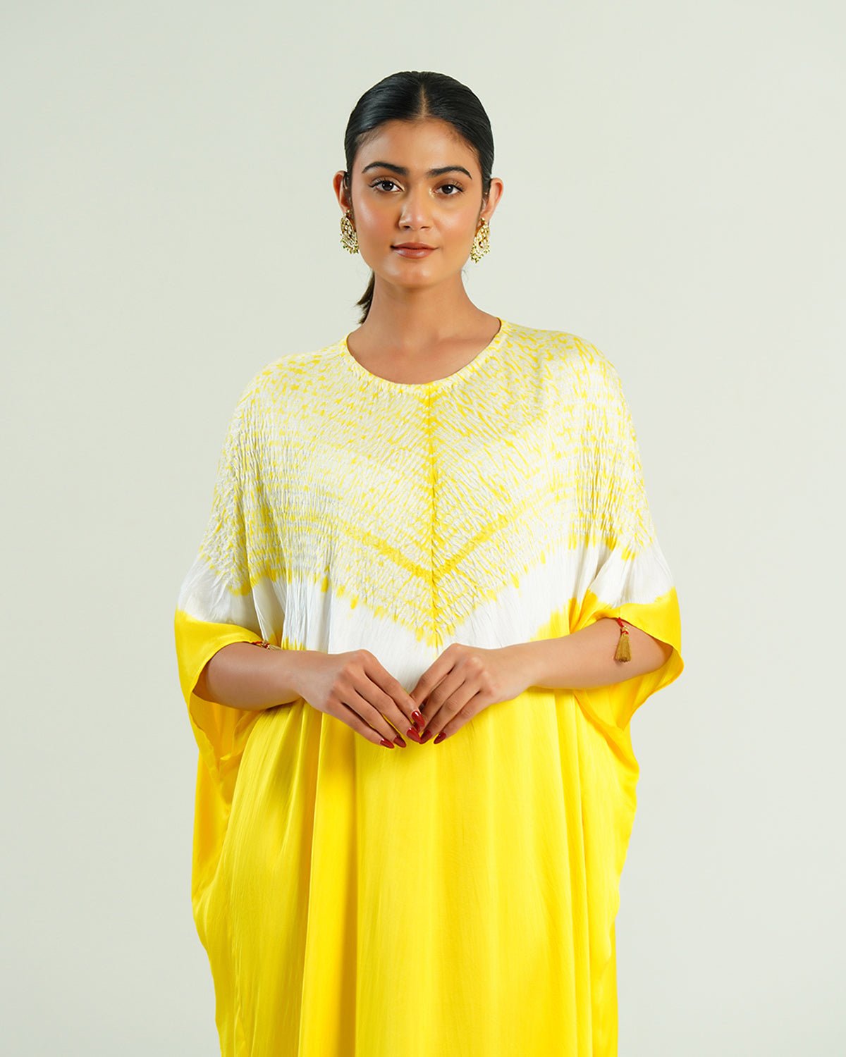 Kaftan Shibori - Lemon Yellow /Ivory - Mayura Kumar