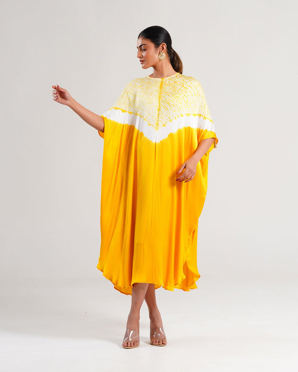 Kaftan Shibori - Mango Yellow/Ivory - Mayura Kumar