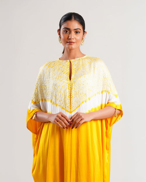 Kaftan Shibori - Mango Yellow/Ivory - Mayura Kumar