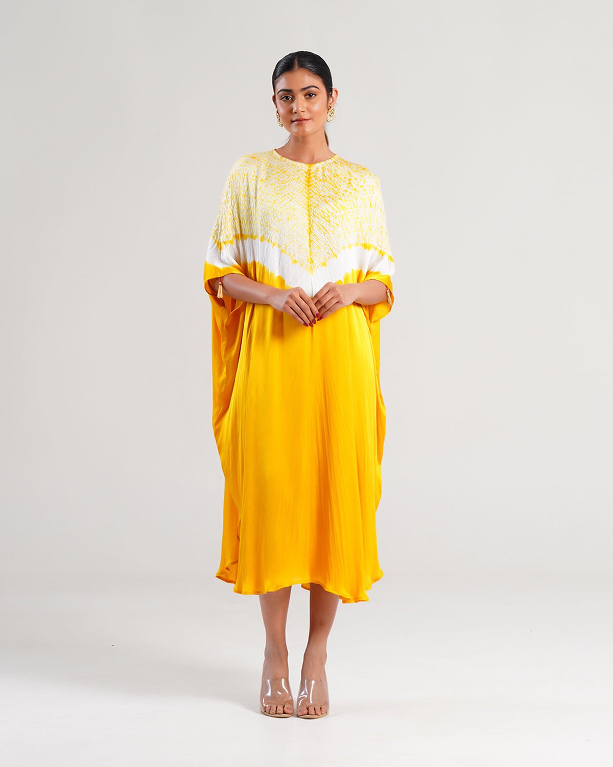 Kaftan Shibori - Mango Yellow/Ivory - Mayura Kumar