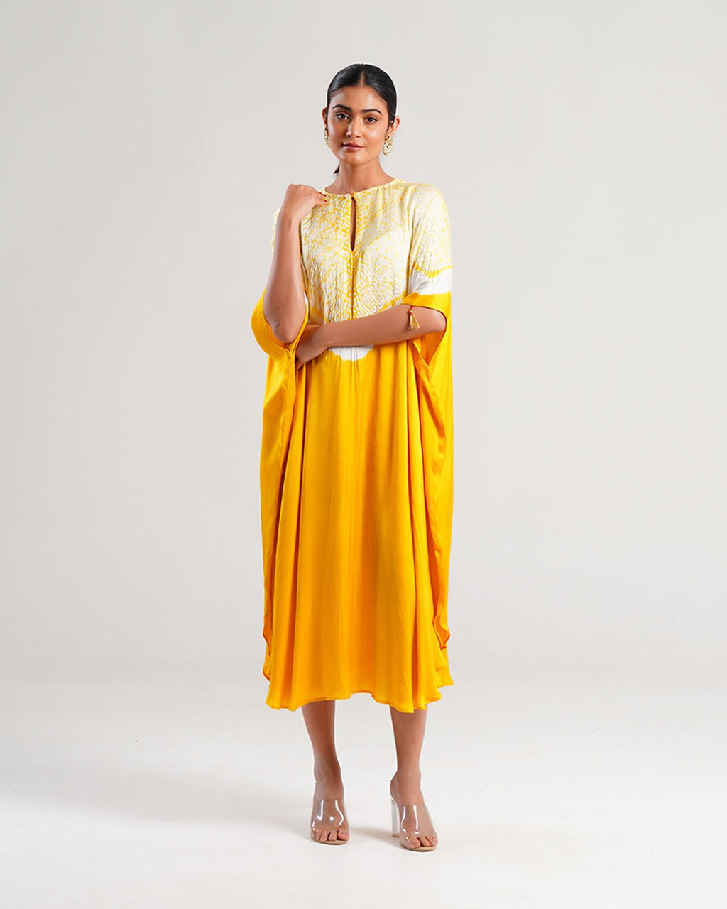 Kaftan Shibori - Mango Yellow/Ivory - Mayura Kumar