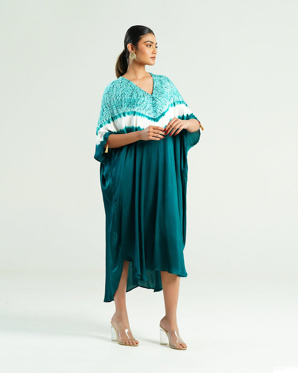 Kaftan Shibori - Ocean Aquamarine /Ivory - Mayura Kumar