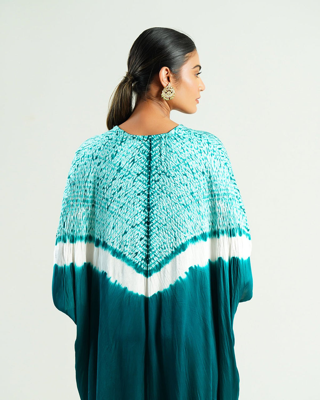 Kaftan Shibori - Ocean Aquamarine /Ivory - Mayura Kumar