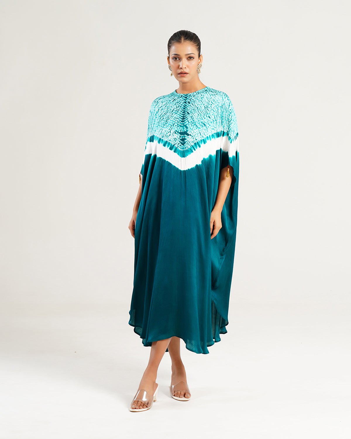 Kaftan Shibori - Ocean Aquamarine /Ivory - Mayura Kumar