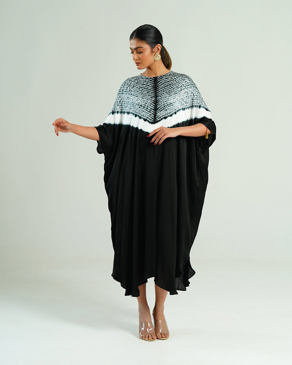 Kaftan Shibori - Onyx Black /Ivory - Mayura Kumar