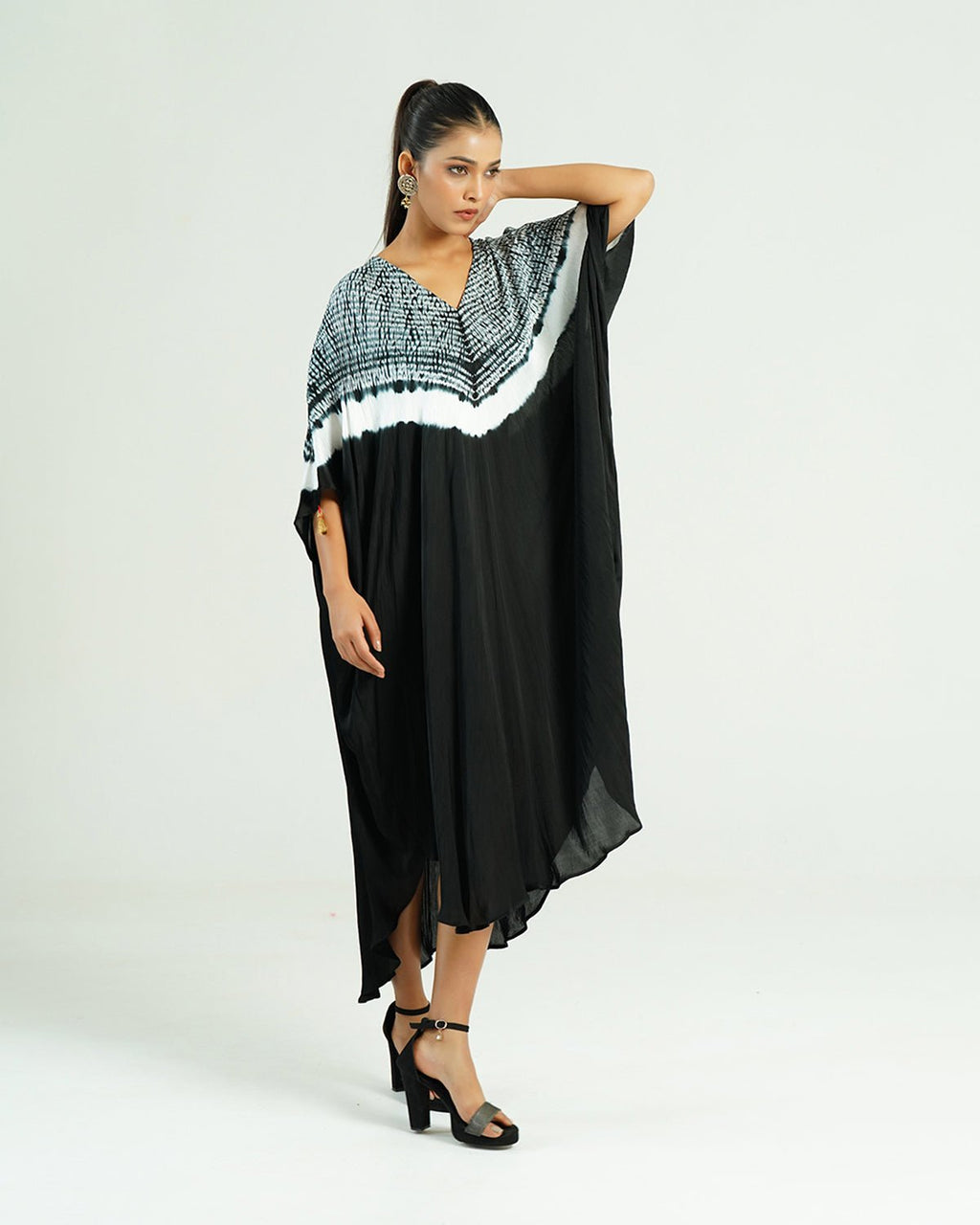 Kaftan Shibori - Onyx Black /Ivory - Mayura Kumar