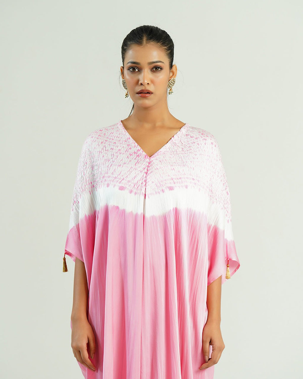 Kaftan Shibori - Peony Pink /Ivory - Mayura Kumar
