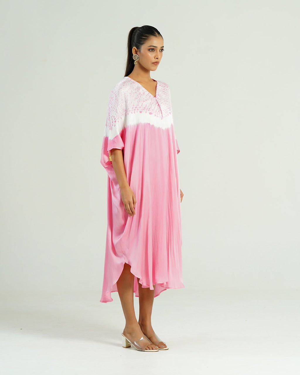 Kaftan Shibori - Peony Pink /Ivory - Mayura Kumar