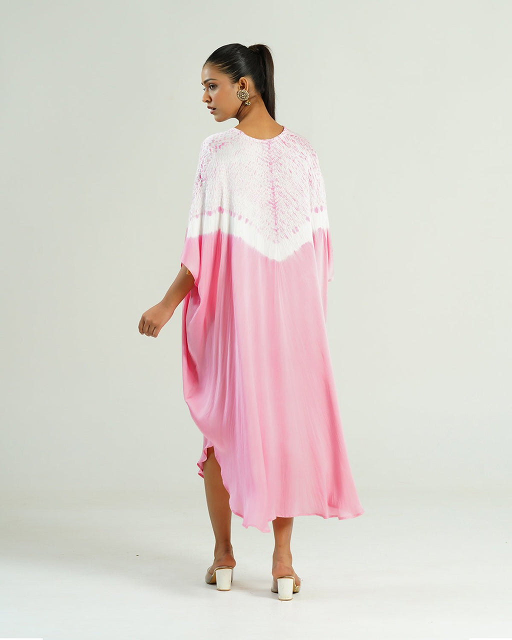 Kaftan Shibori - Peony Pink /Ivory - Mayura Kumar