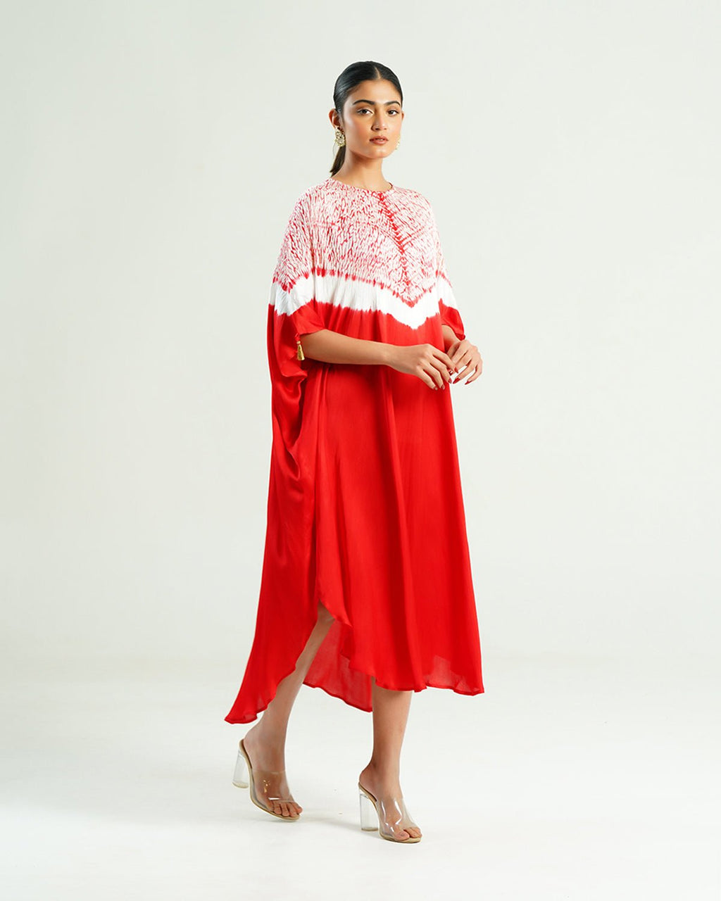 Kaftan Shibori - Scarlet Red / Ivory - Mayura Kumar