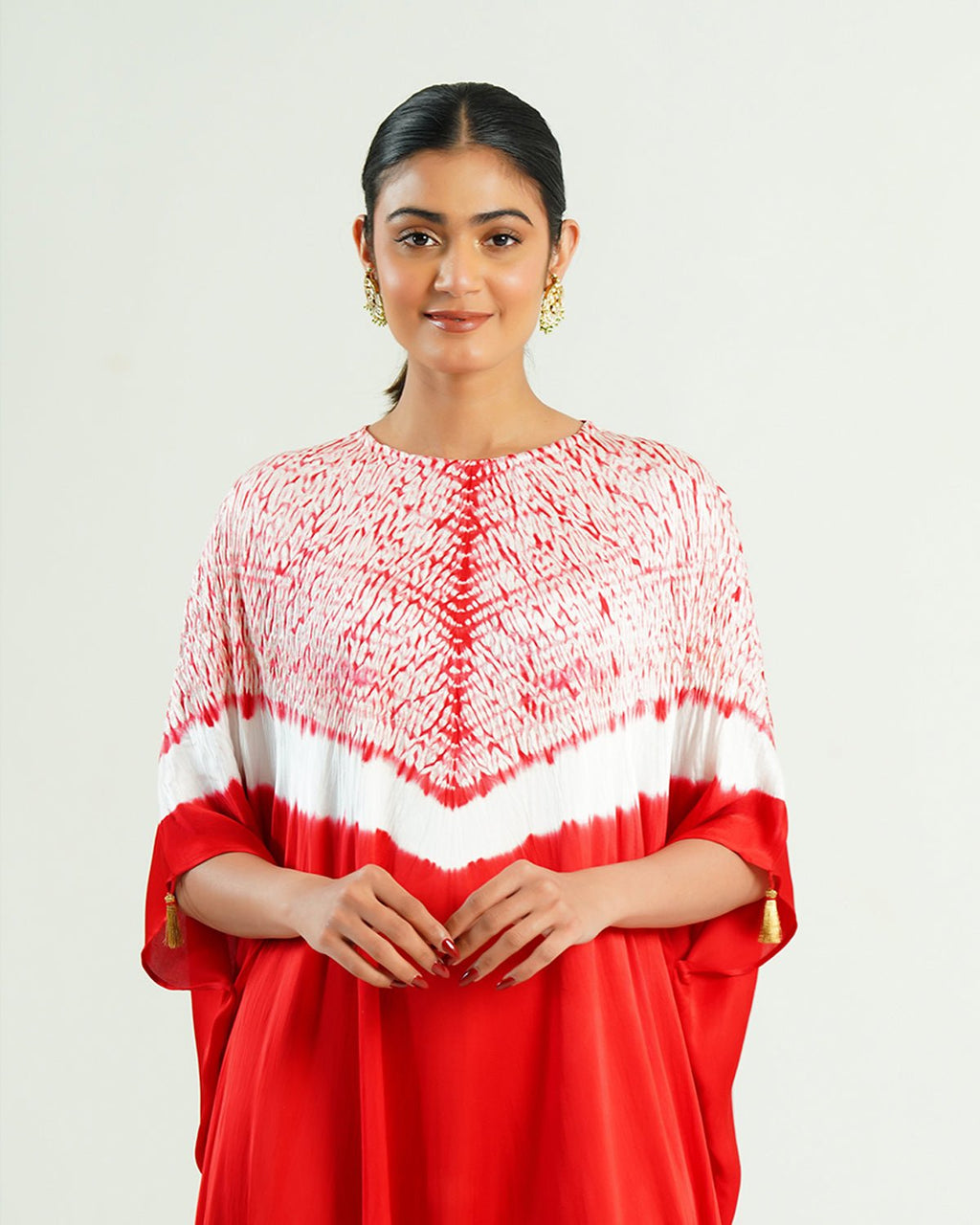 Kaftan Shibori - Scarlet Red / Ivory - Mayura Kumar