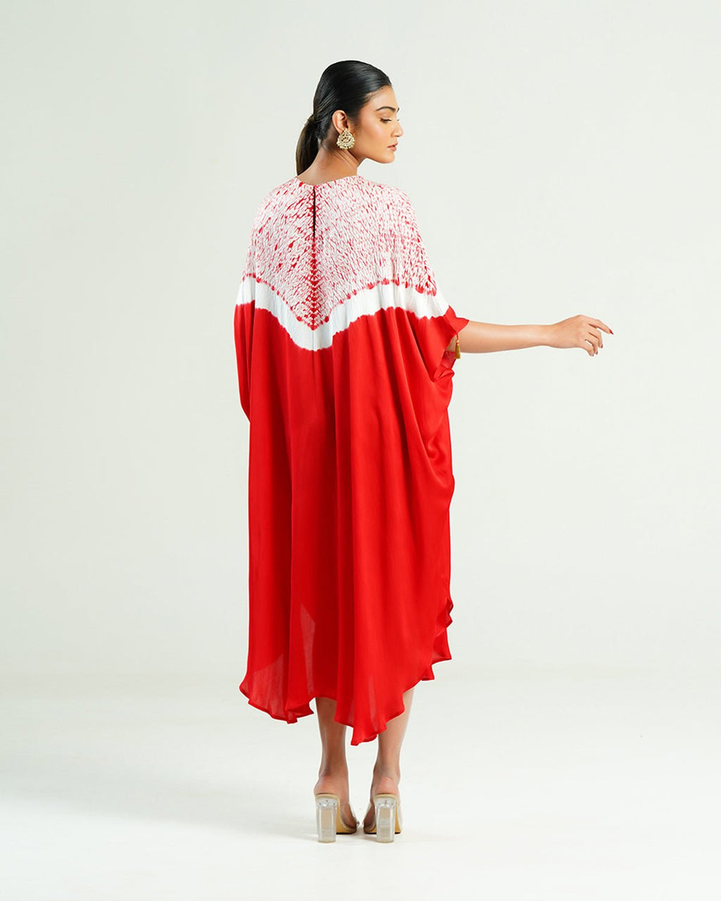 Kaftan Shibori - Scarlet Red / Ivory - Mayura Kumar