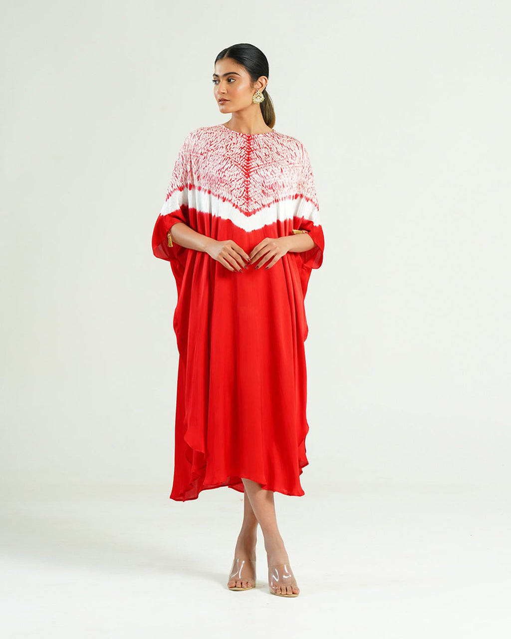 Kaftan Shibori - Scarlet Red / Ivory - Mayura Kumar