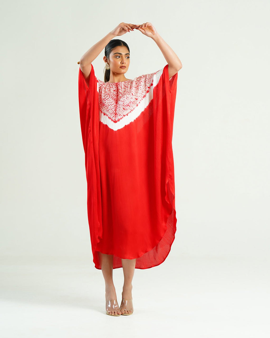 Kaftan Shibori - Scarlet Red / Ivory - Mayura Kumar