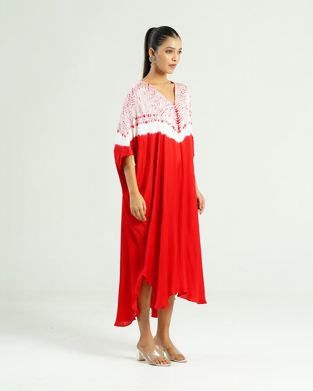 Kaftan Shibori - Scarlet Red/Ivory - Mayura Kumar
