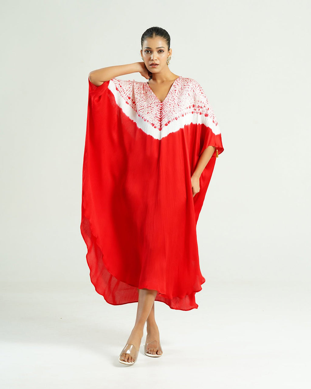 Kaftan Shibori - Scarlet Red/Ivory - Mayura Kumar