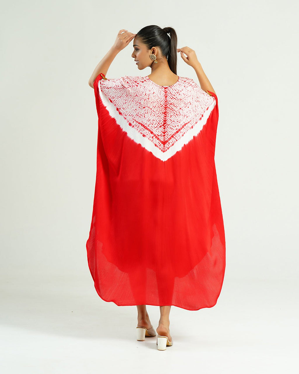Kaftan Shibori - Scarlet Red/Ivory - Mayura Kumar