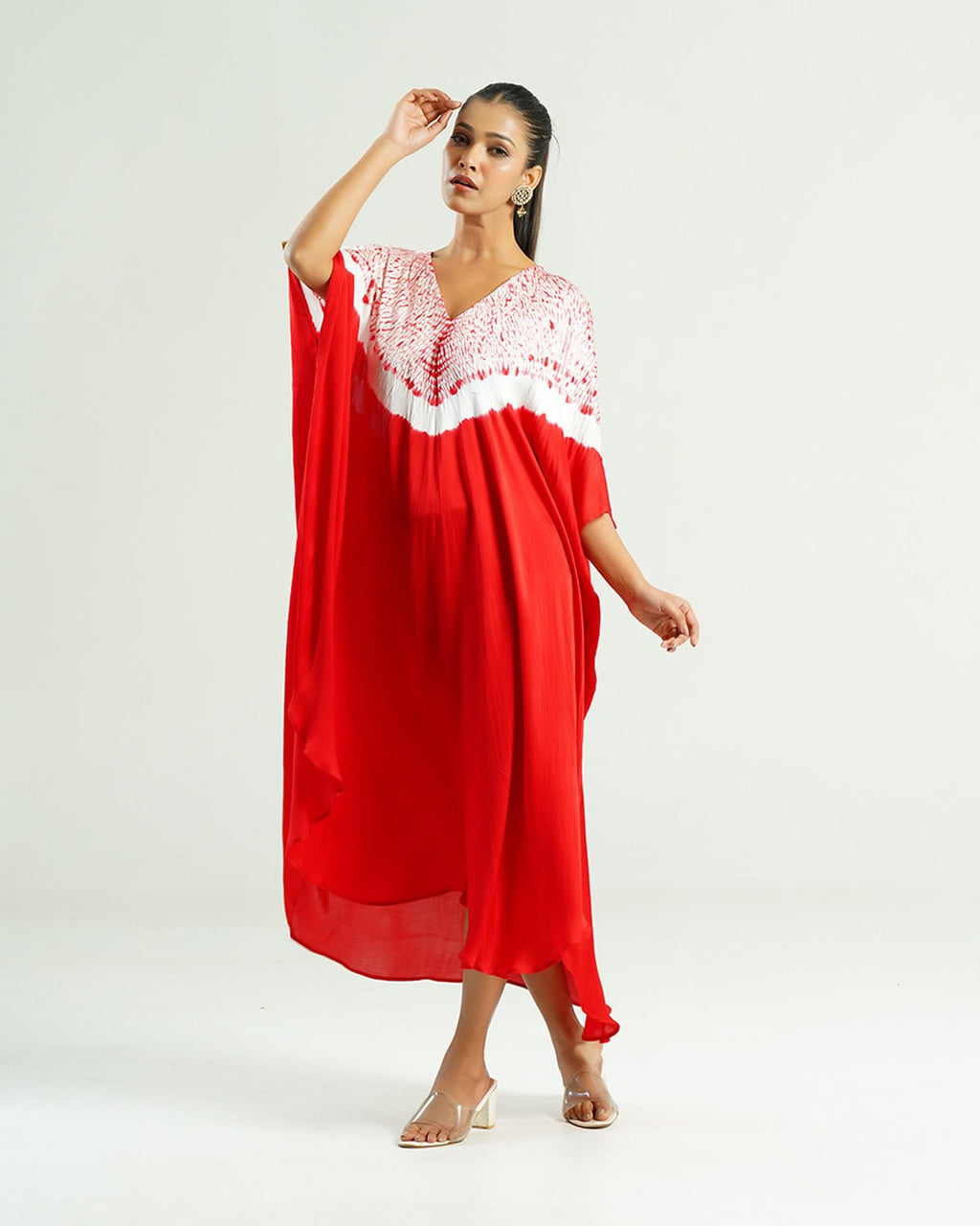 Kaftan Shibori - Scarlet Red/Ivory - Mayura Kumar