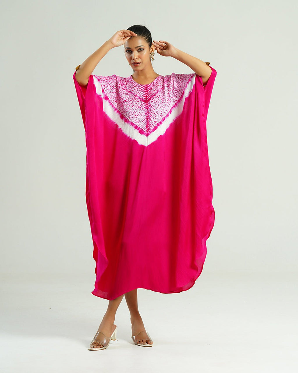 Kaftan Shibori - Wild Fuchsia /Ivory - Mayura Kumar