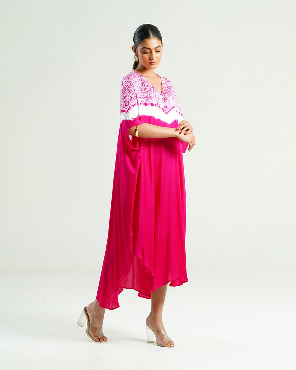 Kaftan Shibori - Wild Fuchsia /Ivory - Mayura Kumar