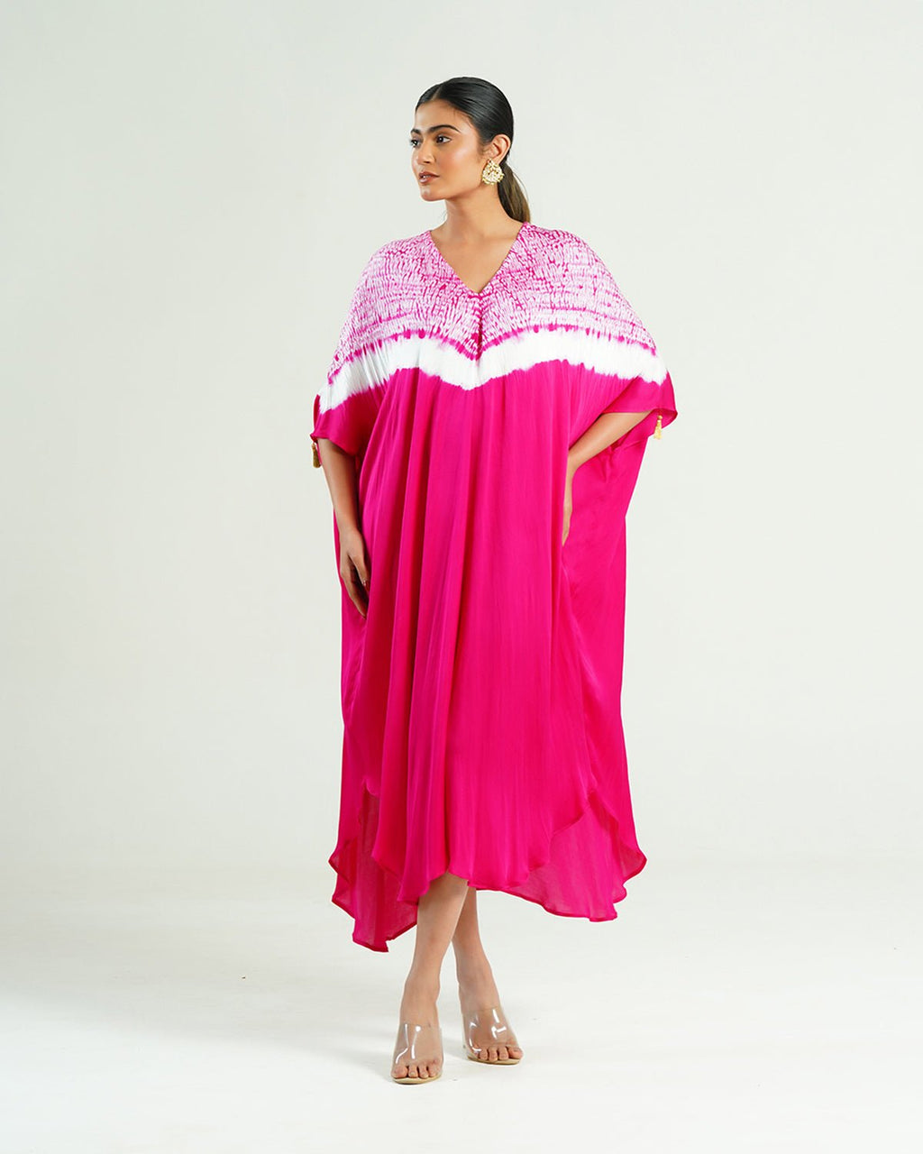 Kaftan Shibori - Wild Fuchsia /Ivory - Mayura Kumar