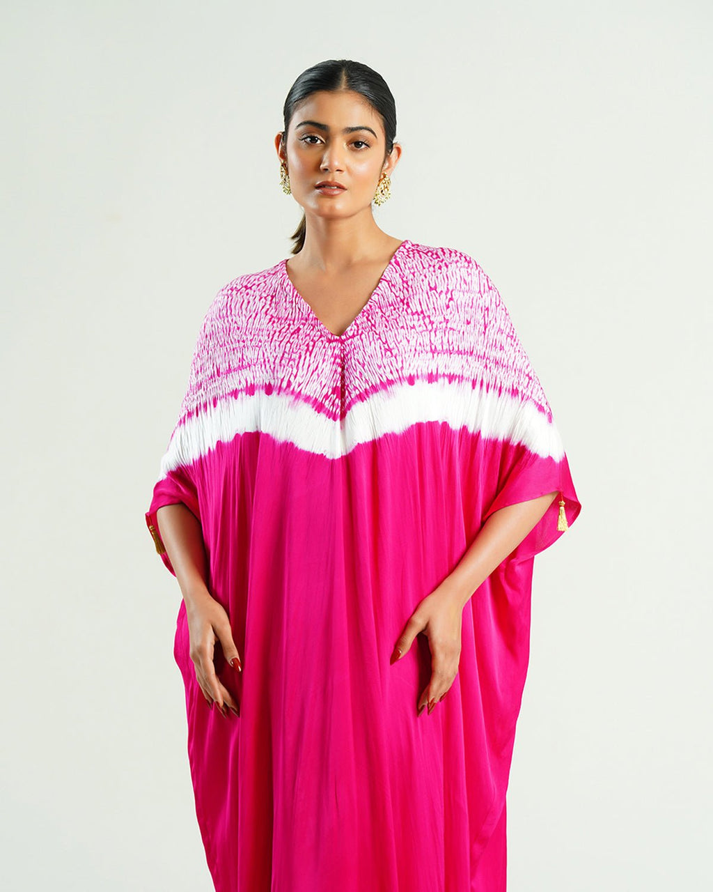 Kaftan Shibori - Wild Fuchsia /Ivory - Mayura Kumar
