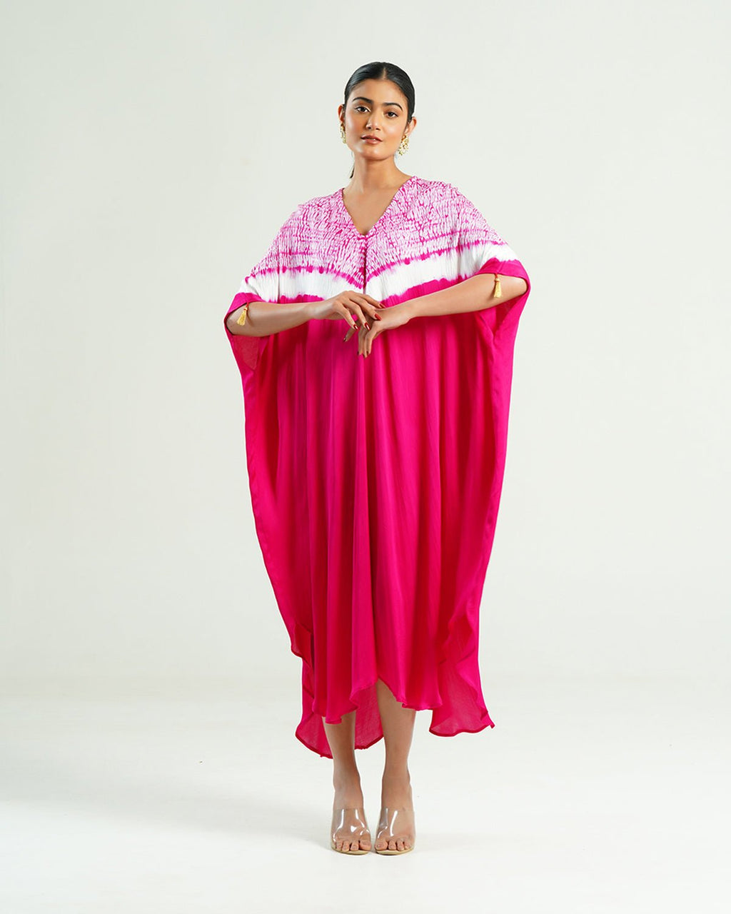 Kaftan Shibori - Wild Fuchsia /Ivory - Mayura Kumar