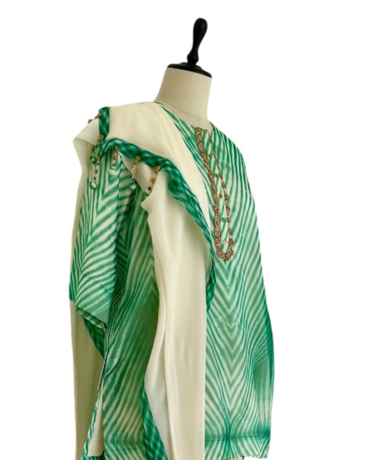 Kurta Set Arashi Shibori - Ivory/Green - Mayura Kumar
