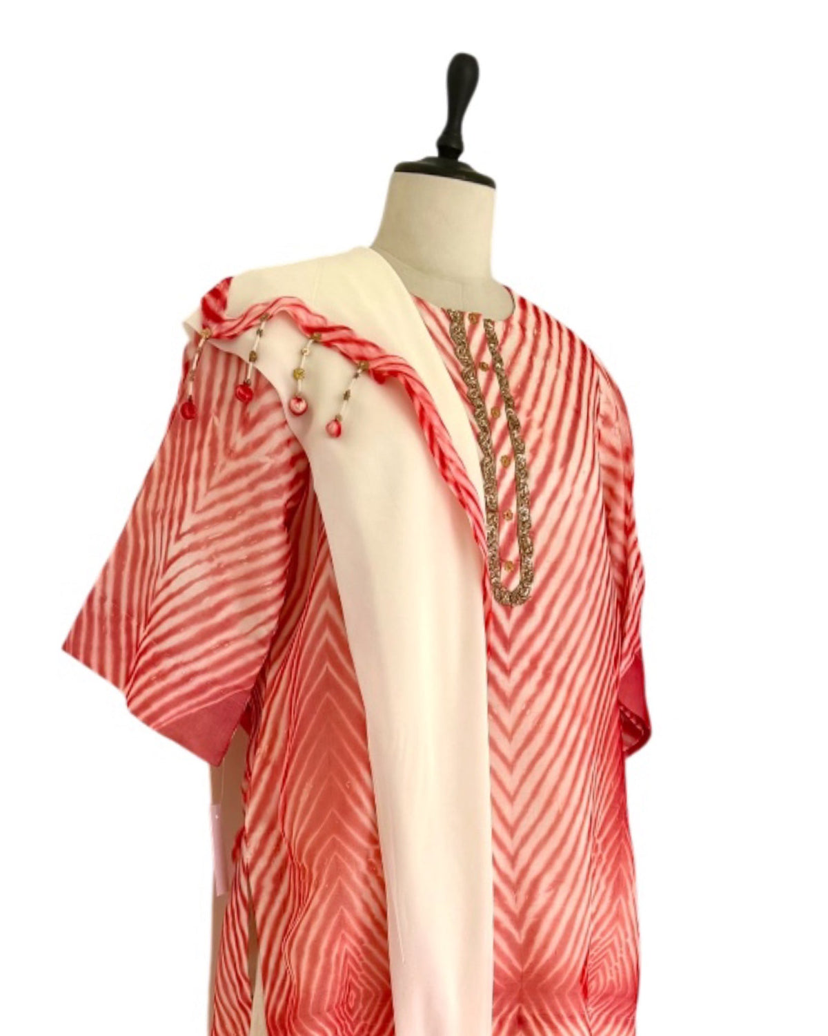 Kurta Set Arashi Shibori - Ivory/Red - Mayura Kumar