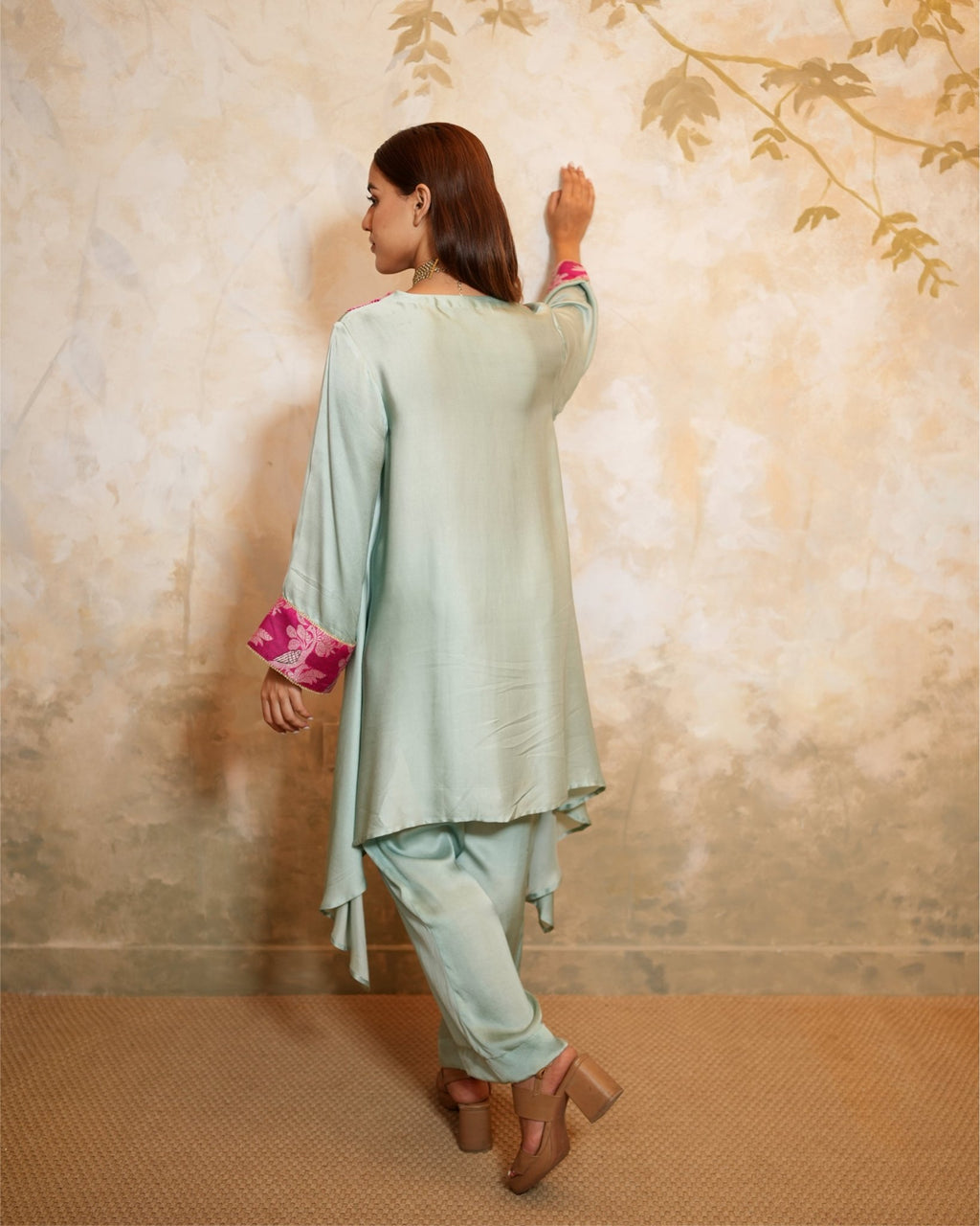 Kurta Set Banarasi - Mint / Fuchsia / Gold - Mayura Kumar