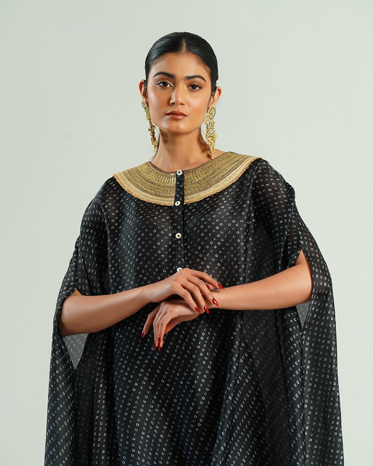 Kurta Set Bandhej - Black / Ivory / Gold - Mayura Kumar