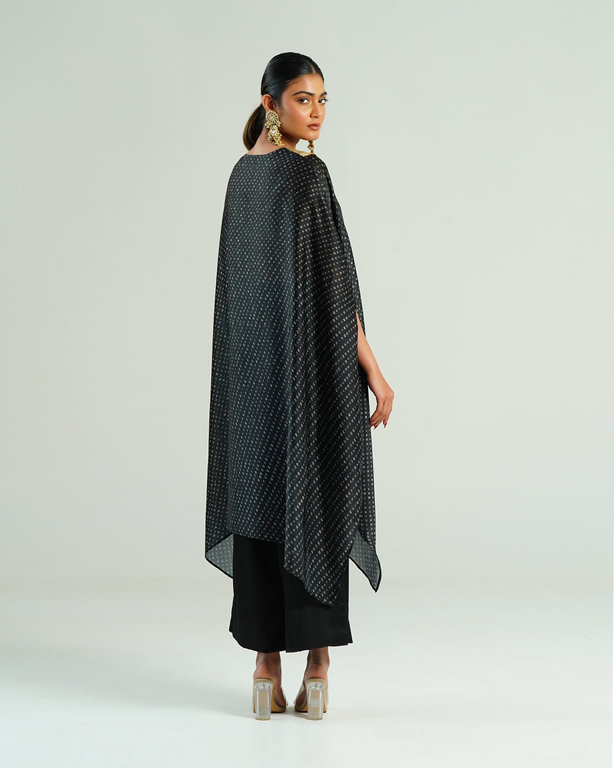 Kurta Set Bandhej - Black / Ivory / Gold - Mayura Kumar
