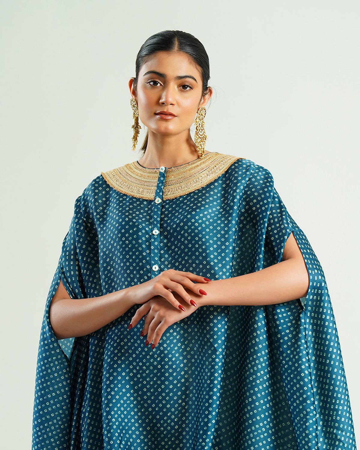 Kurta Set Bandhej - Navy Blue / Ivory / Gold - Mayura Kumar