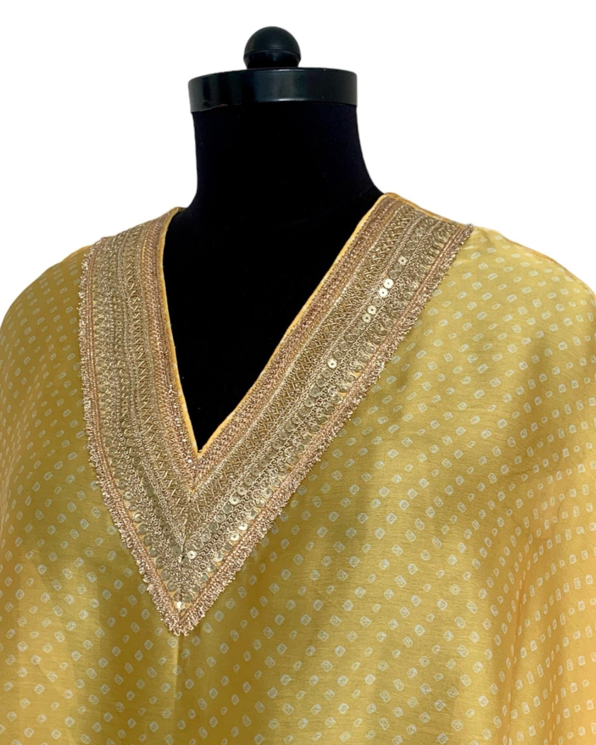 Kurta Set Bandhej - Yellow / Ivory / Gold - Mayura Kumar