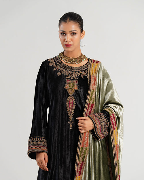 Kurta Set - Black / Olive/ Gold - Mayura Kumar