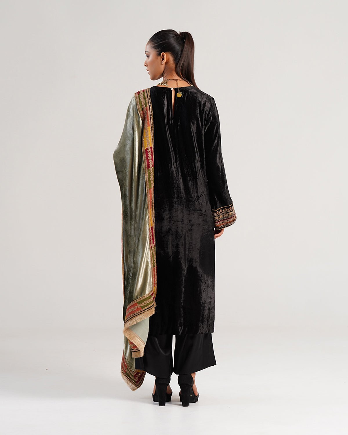 Kurta Set - Black / Olive/ Gold - Mayura Kumar